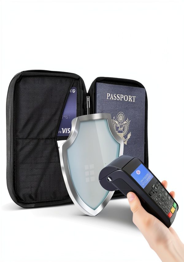 Zero Grid RFID Passport Wallet Black Nylon-7